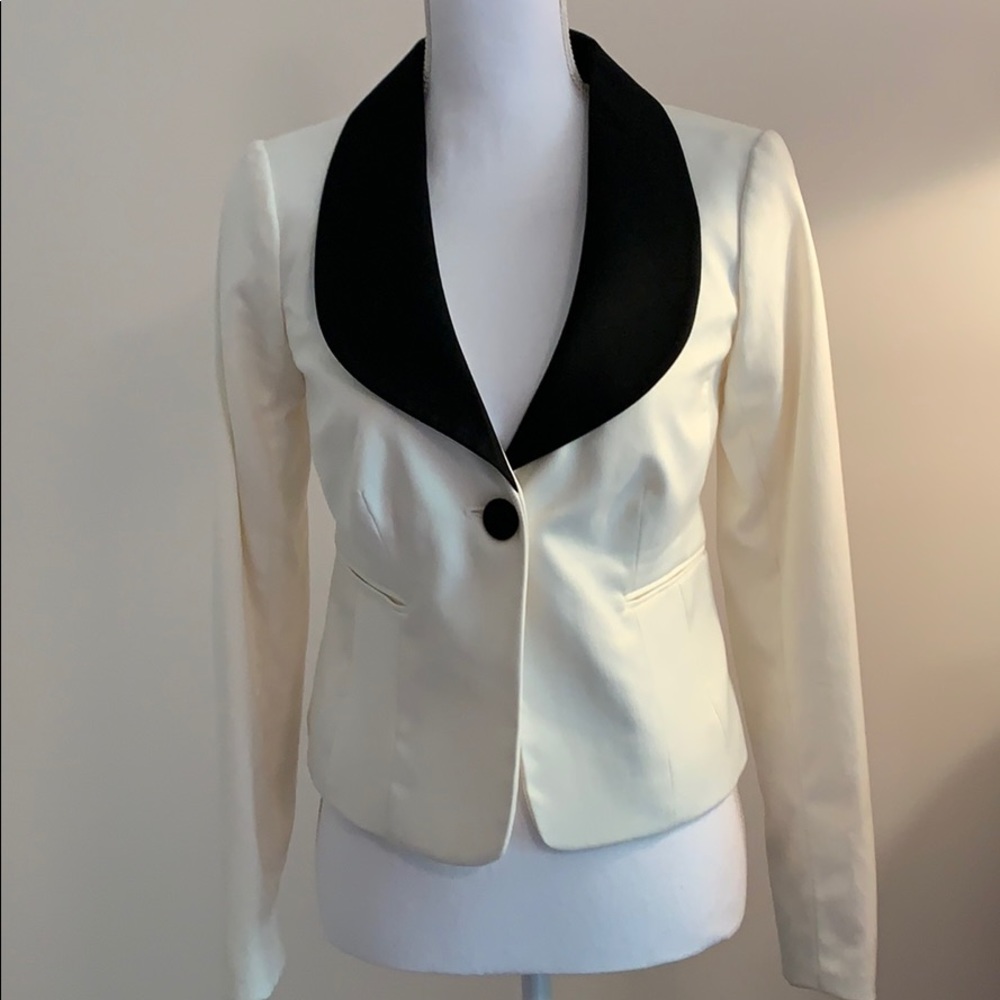 The Limited Ivory/Black Suit Jacket Size 0